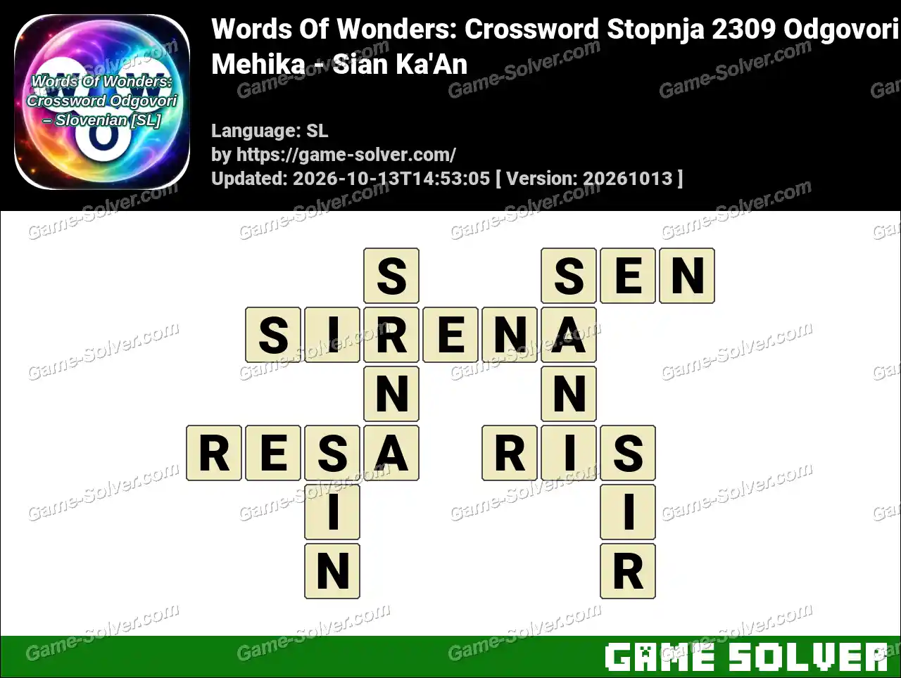 Words Of Wonders: Crossword Stopnja 2309 Odgovori – Mehika – Sian Ka’An